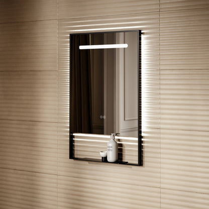 Levante Matte Black Mirror With Natural White LED light and Demister 600mm
