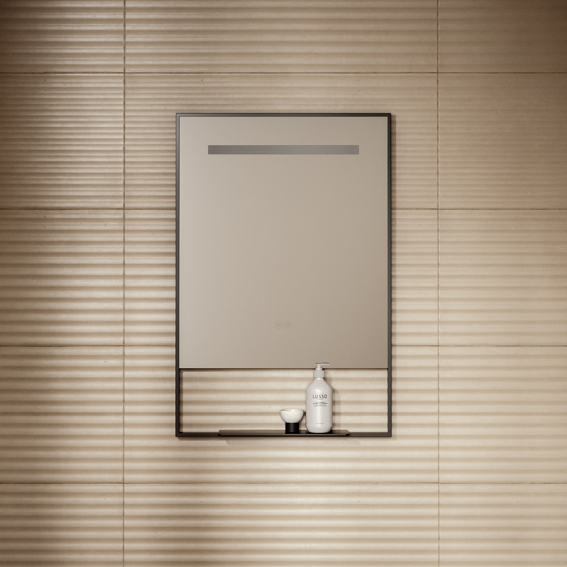 Levante Matte Black Mirror With Natural White LED light and Demister 600mm