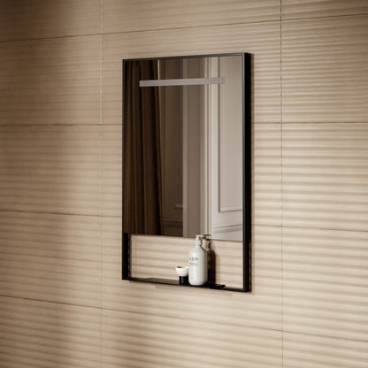 Levante Matte Black Mirror With Natural White LED light and Demister 600mm