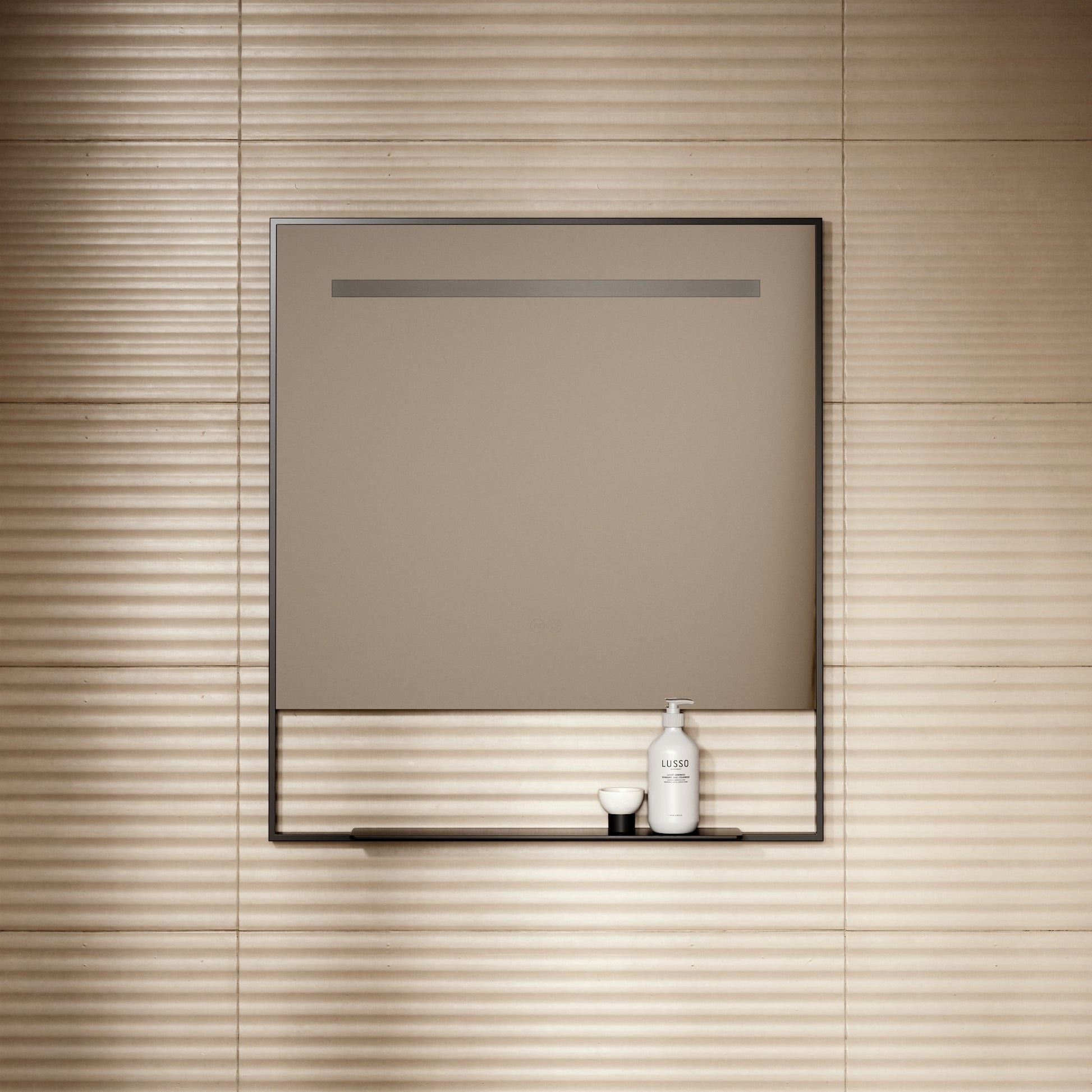 Levante Matte Black Mirror With Natural White LED light and Demister 800mm