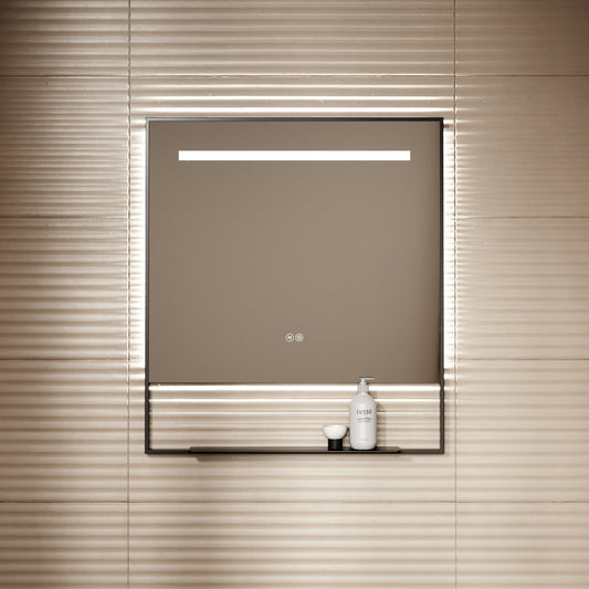Levante Matte Black Mirror With Natural White LED light and Demister 800mm