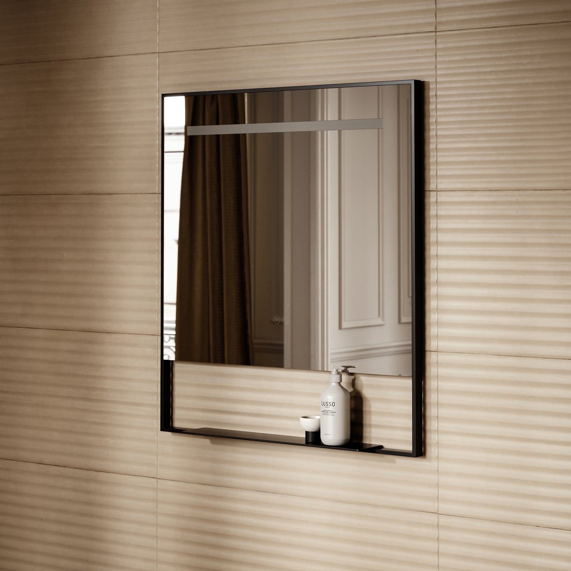 Levante Matte Black Mirror With Natural White LED light and Demister 800mm