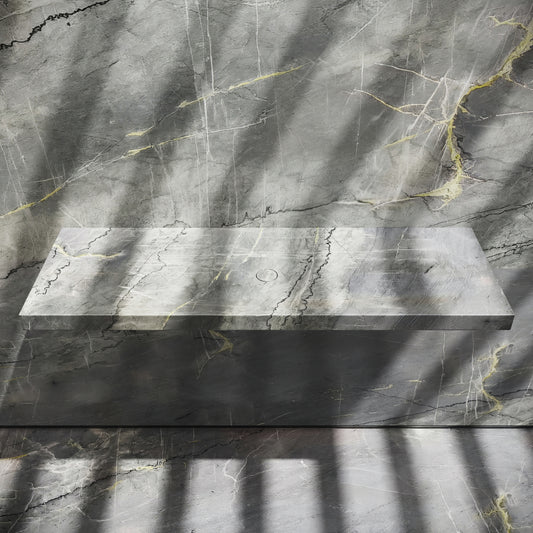 Levitare Amazon Blue Marble Ultra Thin Wall Mounted Basin 1200mm (Centre Waste)