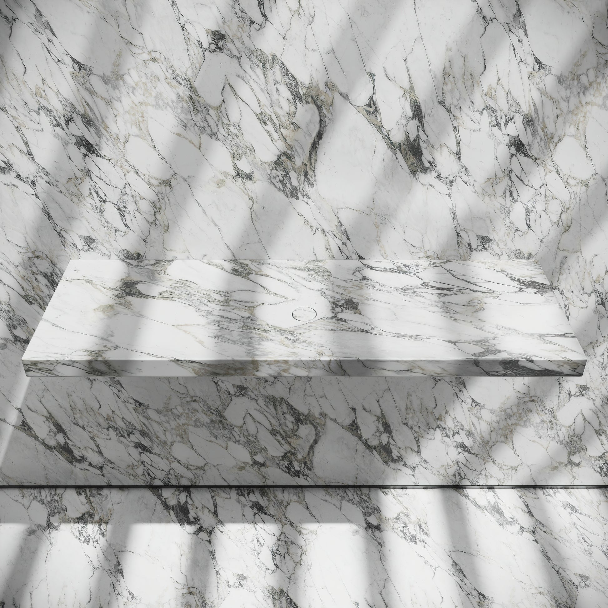 Levitare Arabescato Marble Ultra Thin Wall Mounted Basin 1200mm (Centre Waste)