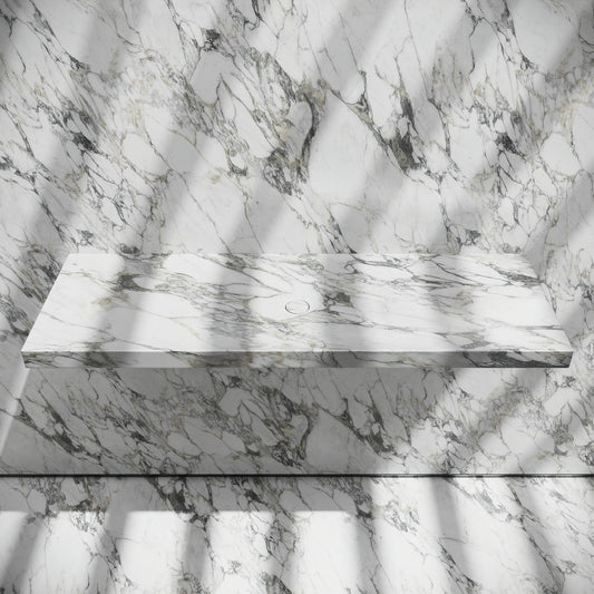 Levitare Arabescato Marble Ultra Thin Wall Mounted Basin 1200mm (Centre Waste)