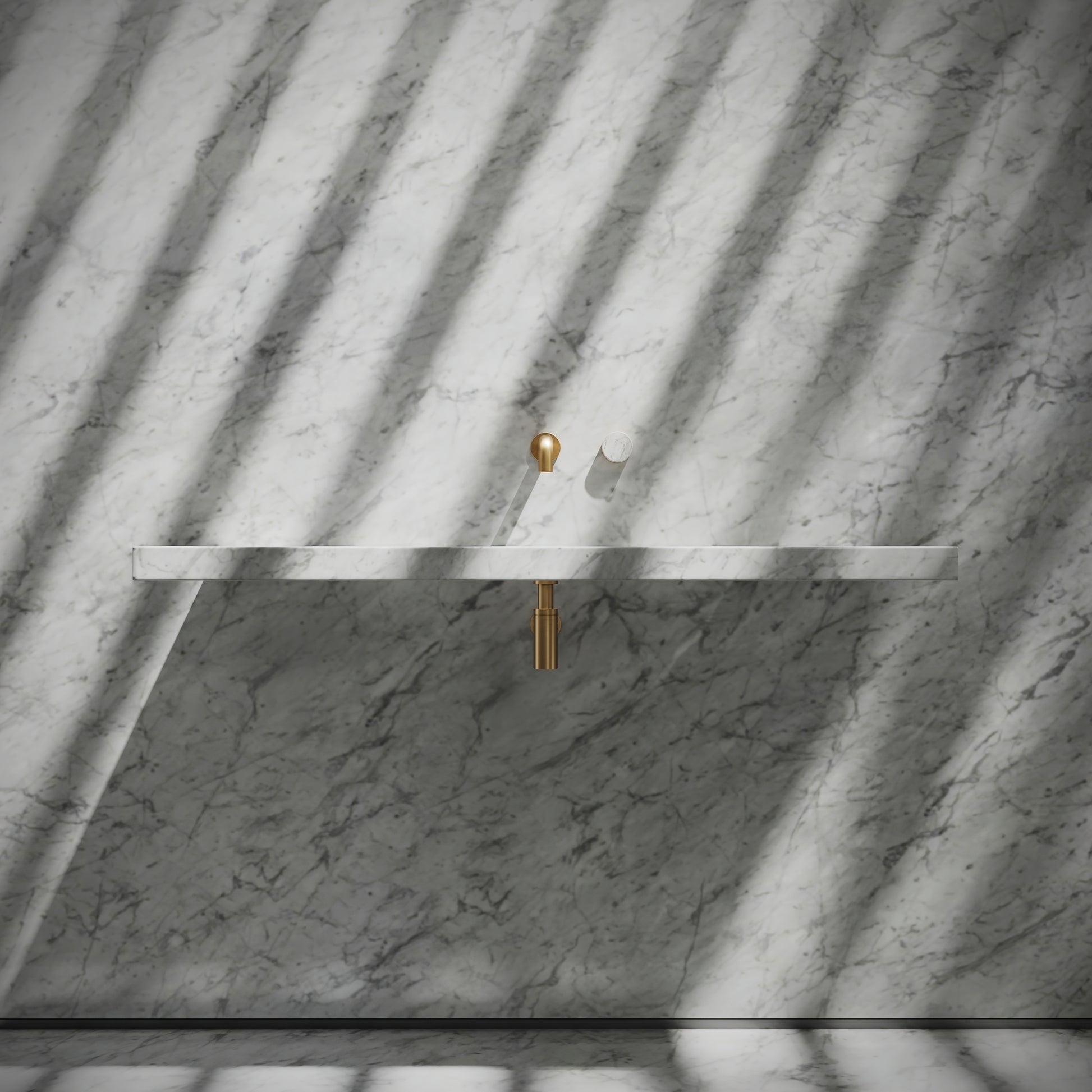 Levitare Carrara Marble Ultra Thin Wall Mounted Basin 1200mm (Centre Waste)