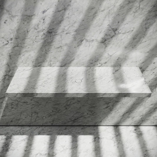 Levitare Carrara Marble Ultra Thin Wall Mounted Basin 1200mm (Centre Waste)