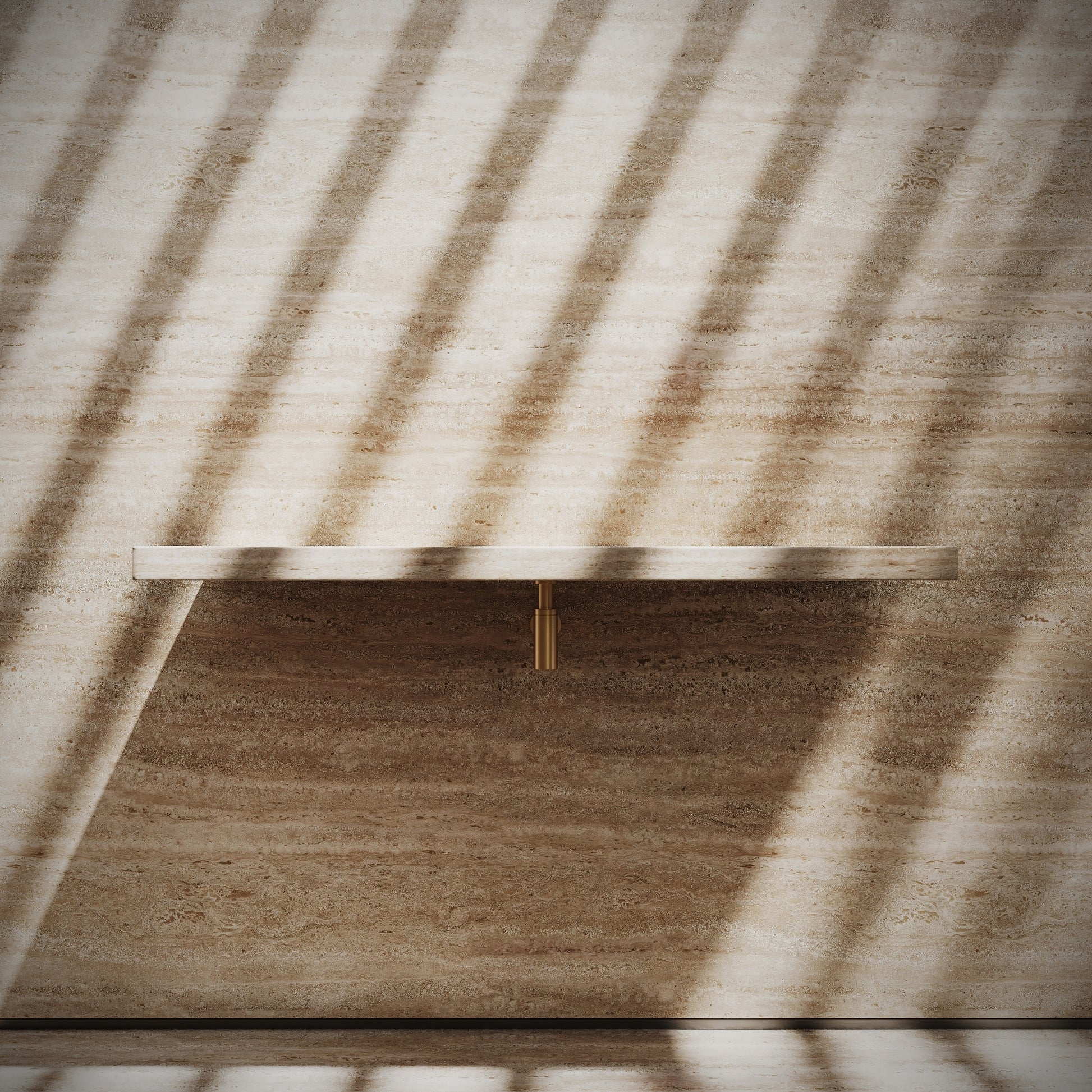 Levitare Travertine Marble Ultra Thin Wall Mounted Basin 1200mm (Centre Waste)