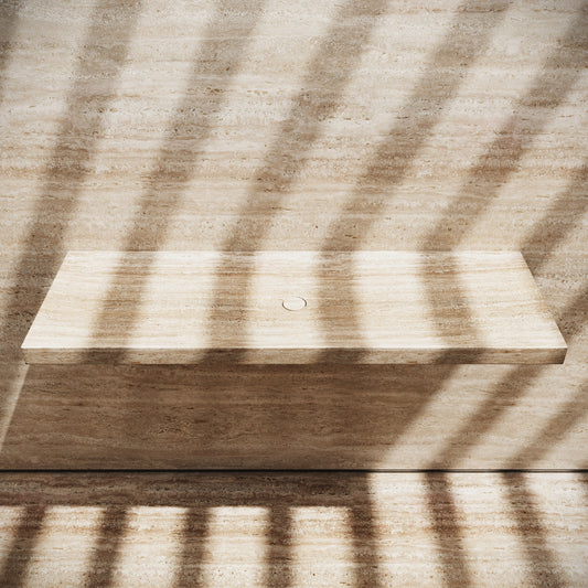 Levitare Travertine Marble Ultra Thin Wall Mounted Basin 1200mm (Centre Waste)