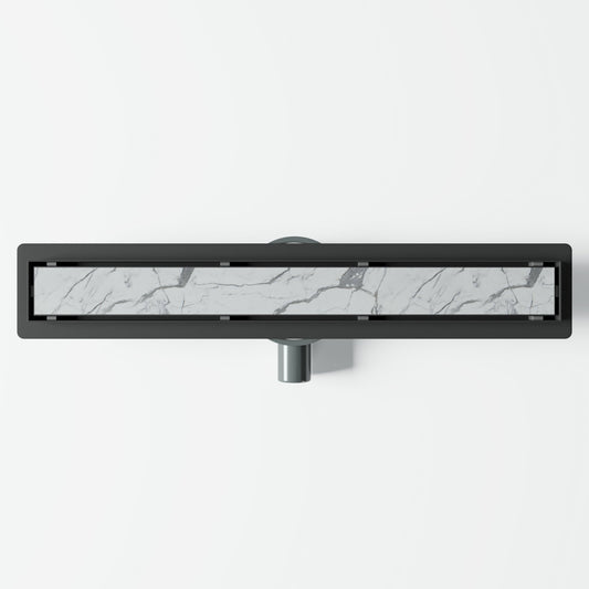 Linear Matte Black Tileable Wetroom Waste Kit