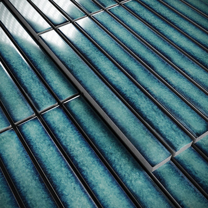 Linear Mosaic Aqua Gem Blue Glazed Porcelain Wall Tile