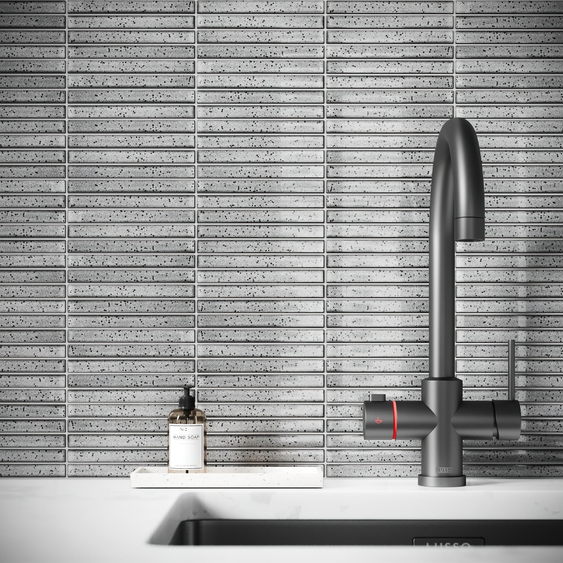 Linear Mosaic Ash Cloud Grey Glazed Porcelain Wall Tile