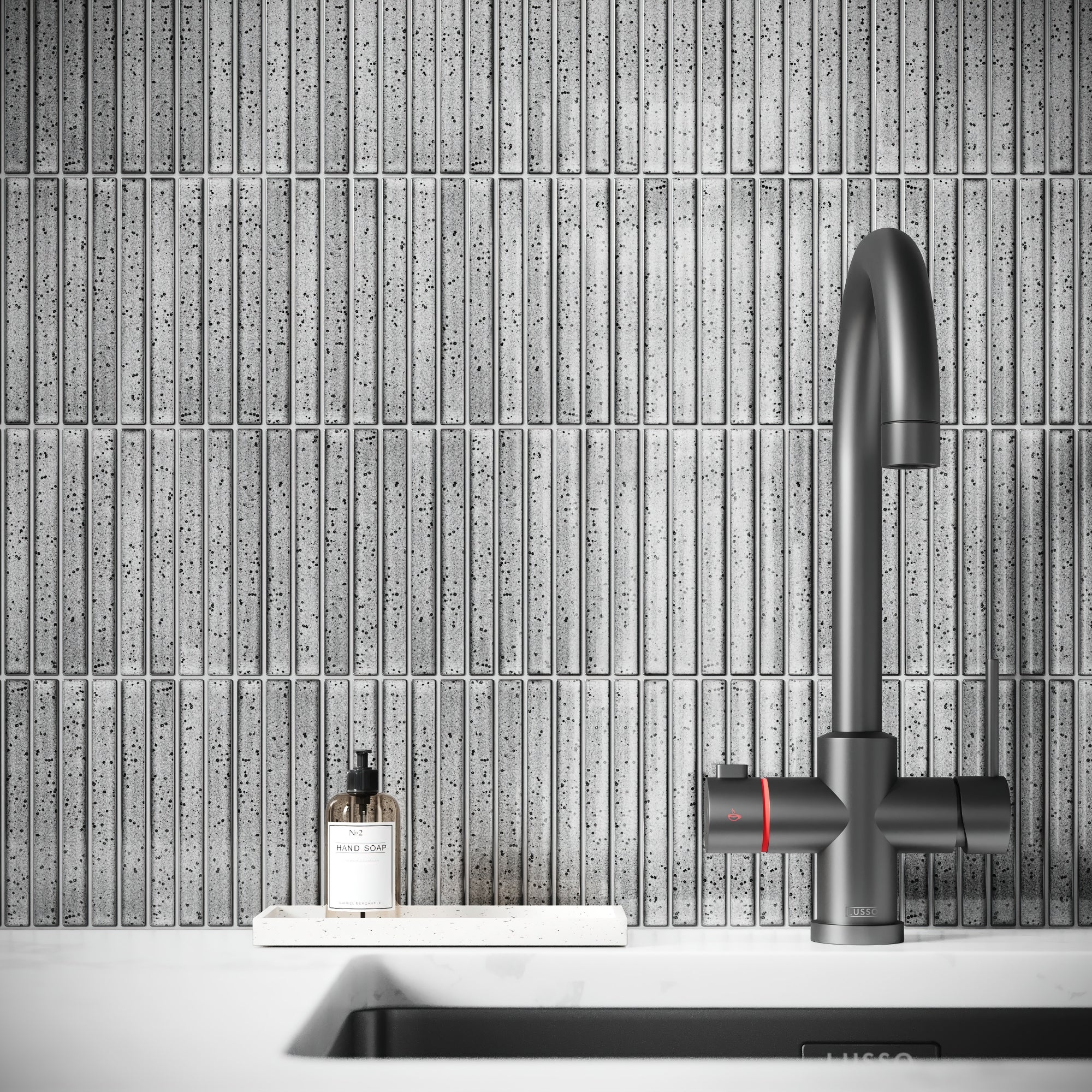 Linear Mosaic Ash Cloud Grey Porcelain Wall Tile - LUSSO