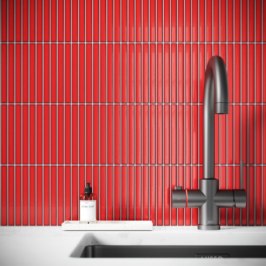 Linear Mosaic Ruby Spark Red Glazed Porcelain Wall Tile