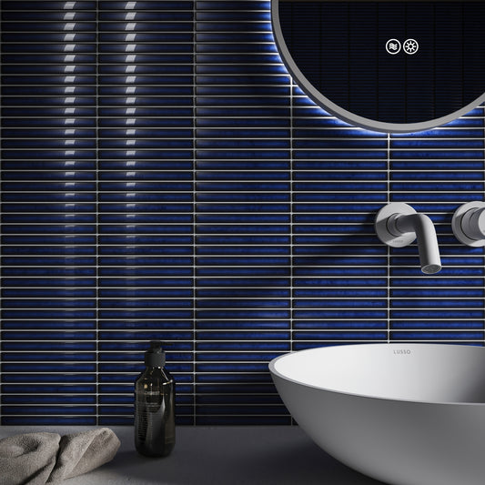 Linear Mosaic Sapphire Glow Blue Glazed Porcelain Wall Tile