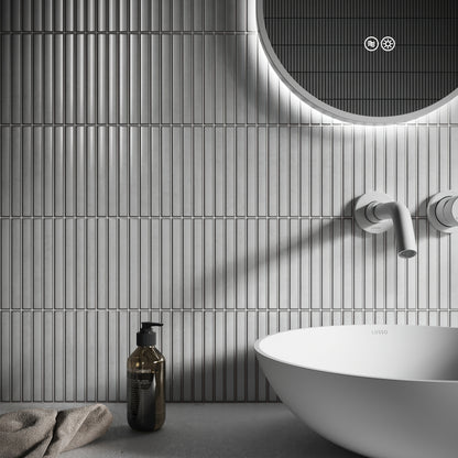Linear Mosaic Soft Feather Grey Glazed Porcelain Wall Tile