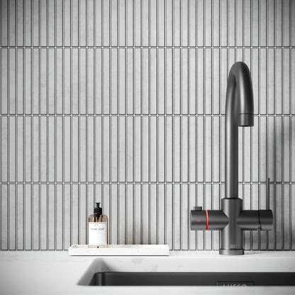 Linear Mosaic Soft Feather Grey Glazed Porcelain Wall Tile