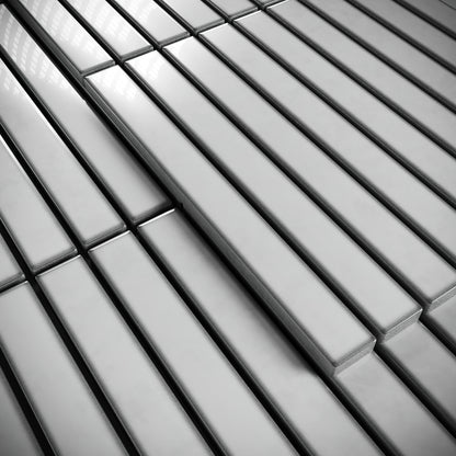 Linear Mosaic Soft Feather Grey Glazed Porcelain Wall Tile