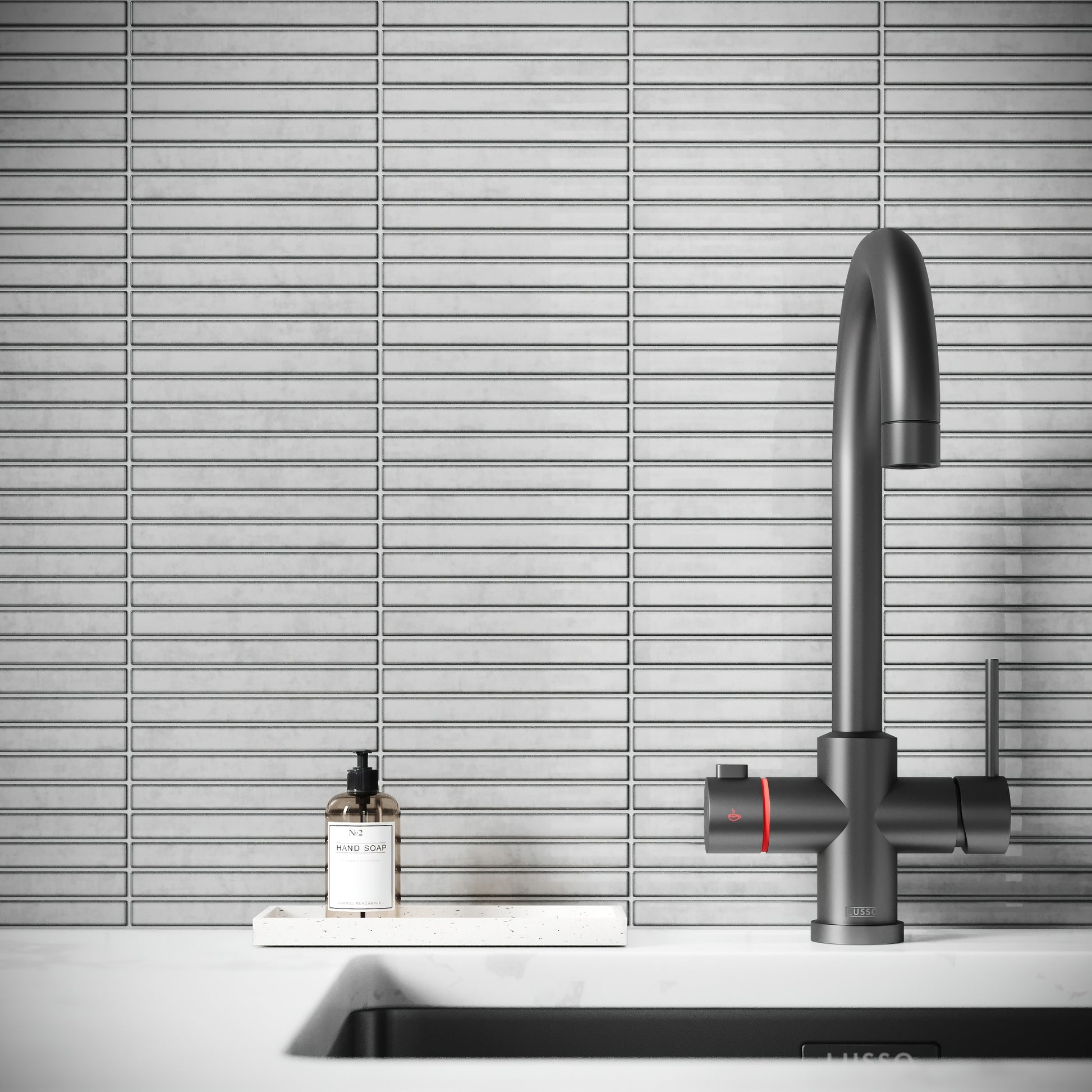 Linear Mosaic Soft Feather Grey Glazed Porcelain Wall Tile