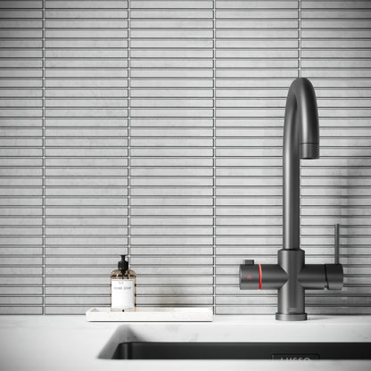 Linear Mosaic Soft Feather Grey Glazed Porcelain Wall Tile