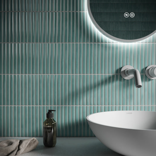 Linear Mosaic Tiffany Blue Glazed Porcelain Wall Tile