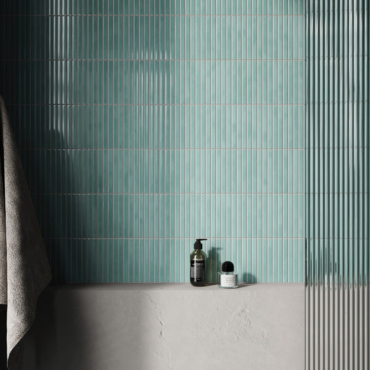 Linear Mosaic Tiffany Blue Glazed Porcelain Wall Tile