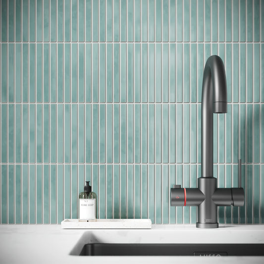 Linear Mosaic Tiffany Blue Glazed Porcelain Wall Tile