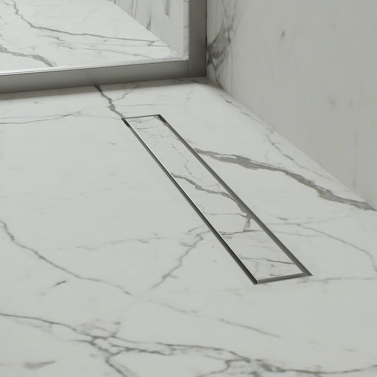 Linear Wet Room Walk in Shower Tray Kit + Tanking Kit + Brushed Stainless Waste Kit