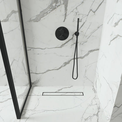 Linear Wet Room Walk in Shower Tray Kit + Tanking Kit + Matte Black Waste Kit