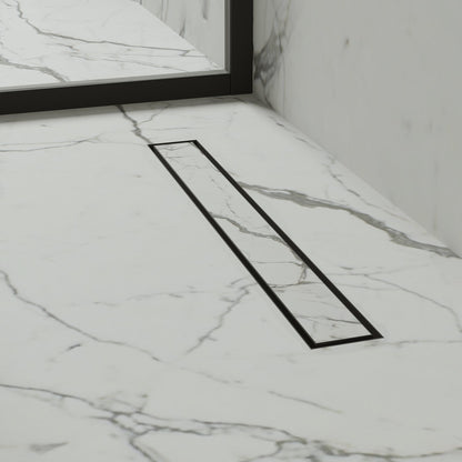 Linear Wet Room Walk in Shower Tray Kit + Tanking Kit + Matte Black Waste Kit