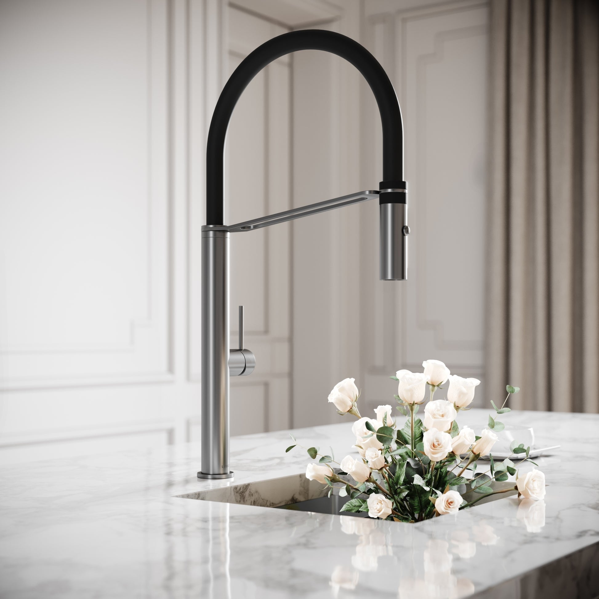 Livello Pull Out Kitchen Tap & Vello Undermount Sink In Stainless