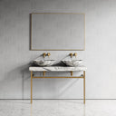 Lomazzo Arabescato Marble Countertop Brushed Gold Vanity Unit 1200mm
