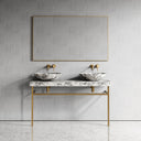 Lomazzo Arabescato Marble Countertop Brushed Gold Vanity Unit 1400mm
