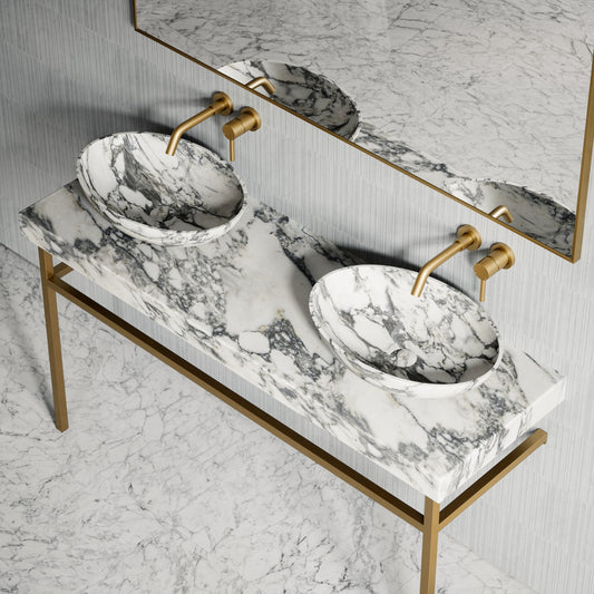 Lomazzo Arabescato Marble Countertop Vanity Unit 1400mm
