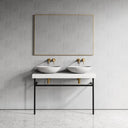 Lomazzo Carrara Marble Countertop Matte Black Vanity Unit 1200mm
