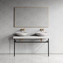 Lomazzo Carrara Marble Countertop Matte Black Vanity Unit 1400mm