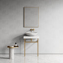 Lomazzo Carrara Marble Countertop Brushed Gold Vanity Unit 600mm