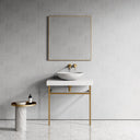 Lomazzo Carrara Marble Countertop Brushed Gold Vanity Unit 800mm