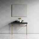 Lomazzo Panda Marble Countertop Brushed Gold Vanity Unit 1000mm