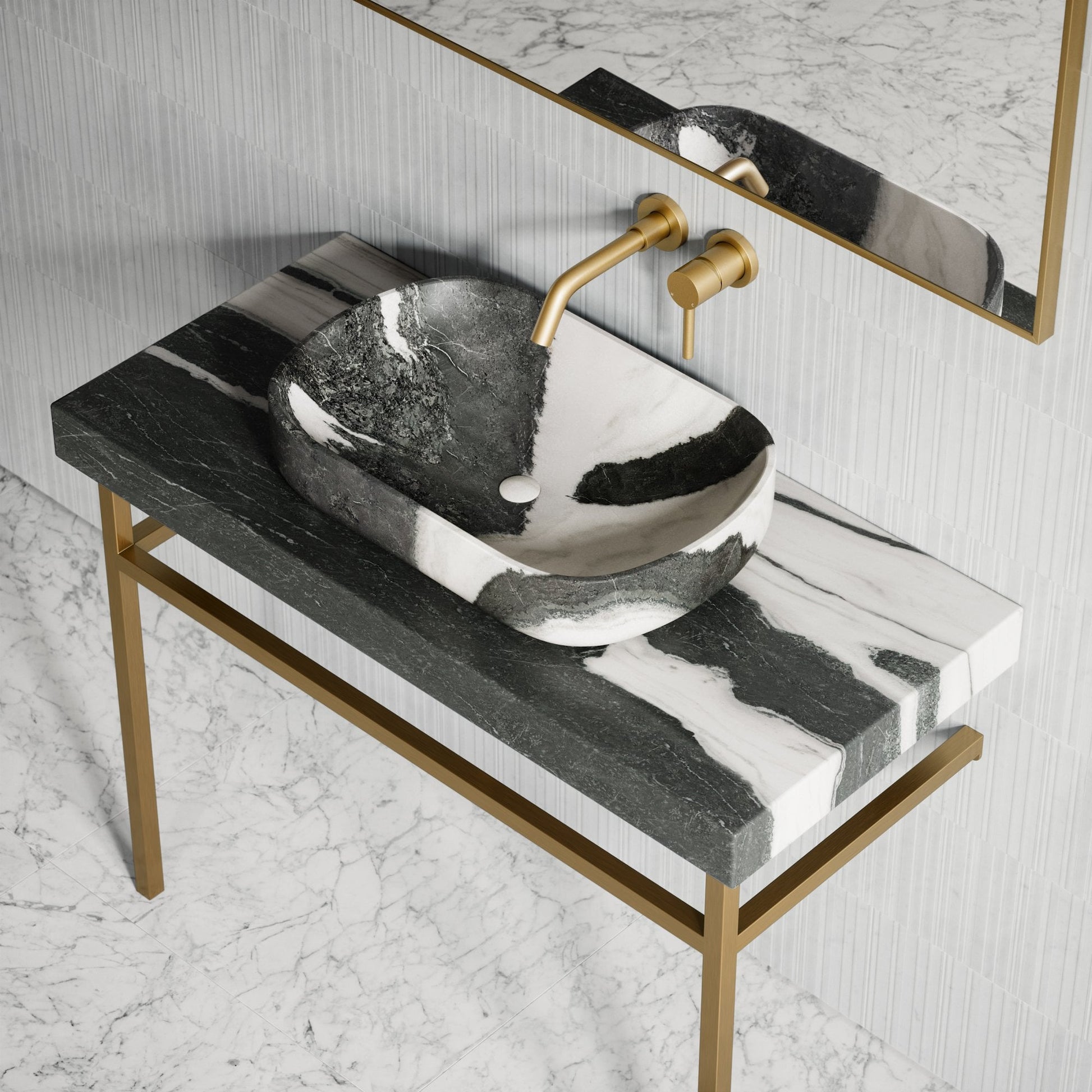 Lomazzo Panda Marble Countertop Vanity Unit 1000mm