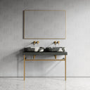 Lomazzo Panda Marble Countertop Brushed Gold Vanity Unit 1200mm