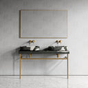 Lomazzo Panda Marble Countertop Brushed Gold Vanity Unit 1400mm