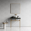 Lomazzo Panda Marble Countertop Brushed Gold Vanity Unit 800mm