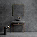 Lomazzo Pietra Grey Marble Countertop Brushed Gold Vanity Unit 800mm