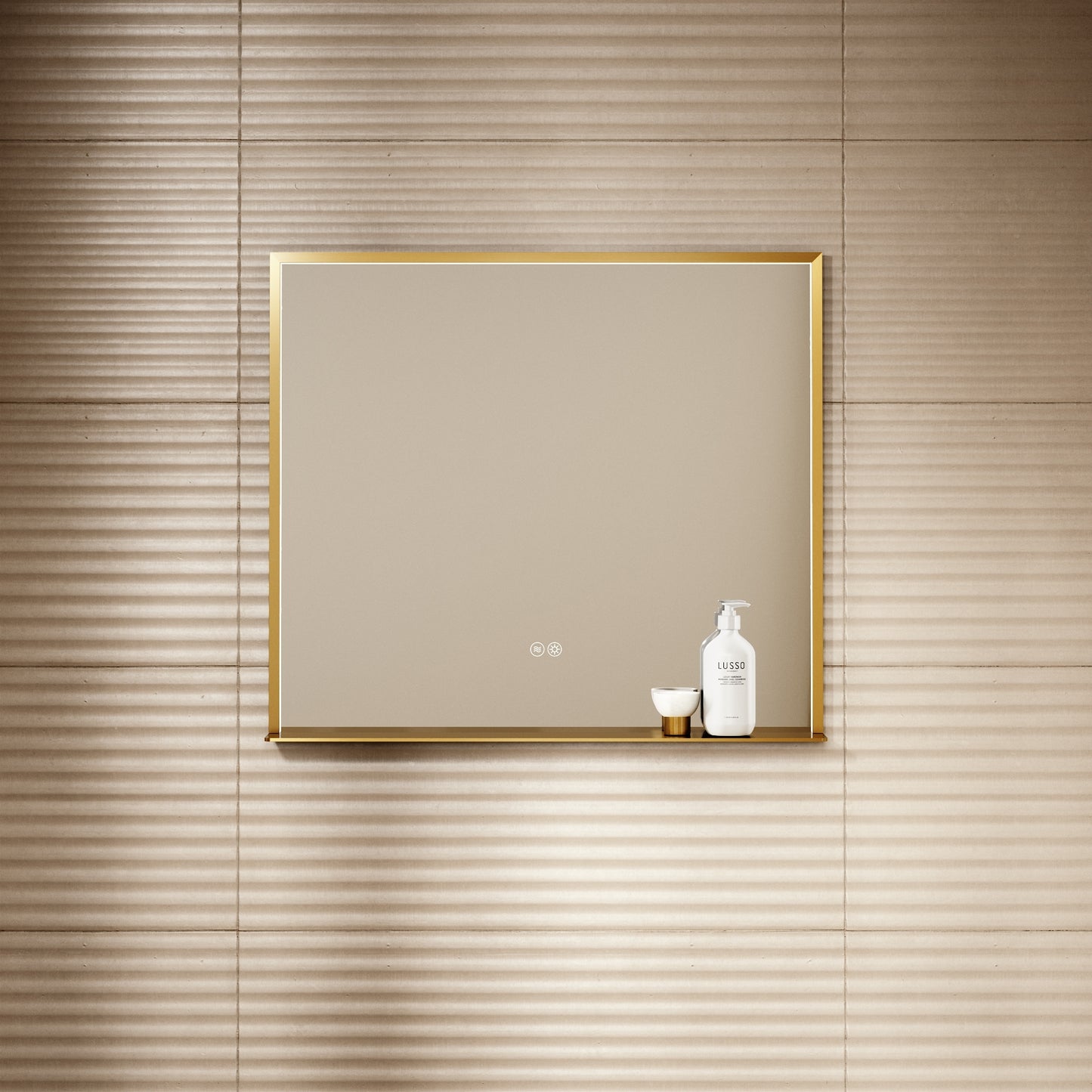 Lumiere Brushed Gold Mirror With Natural White LED light and Demister 800mm