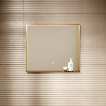 Lumiere Brushed Gold Mirror With Natural White LED light and Demister 800mm