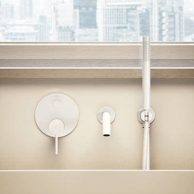 Luxe Silk Matte White Wall Mounted Bath Shower Mixer Tap