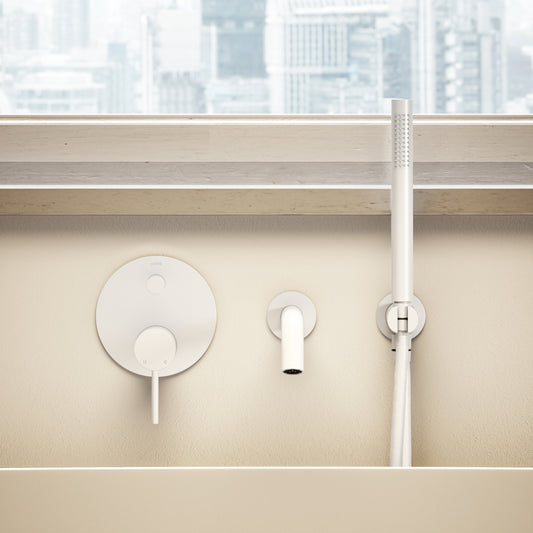 Luxe Silk Matte White Wall Mounted Bath Shower Mixer Tap