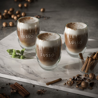 Lusso Glass Insulated Double Walled Hot Drink Tumblers x 4