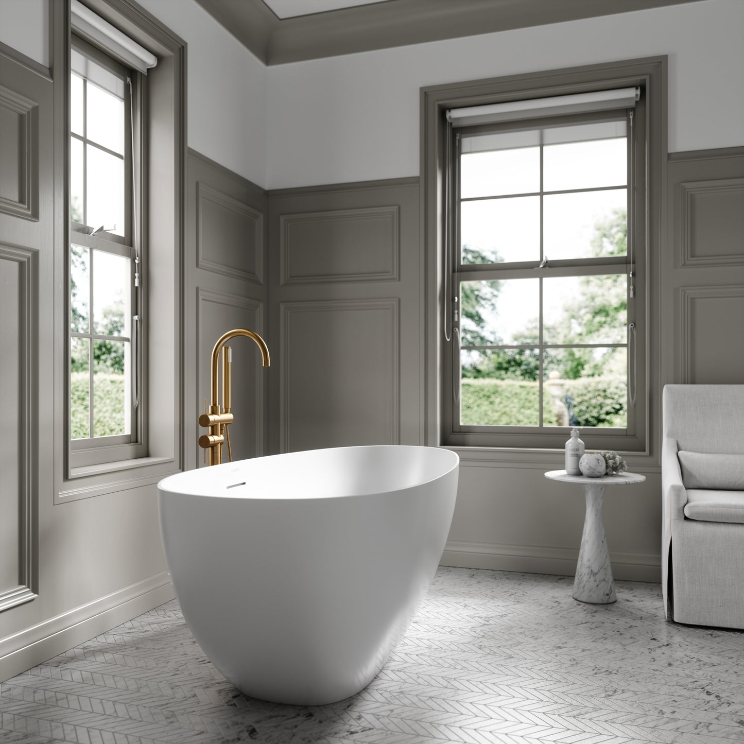 Lusso Light Egg Shell Freestanding Mini Bath 1500mm